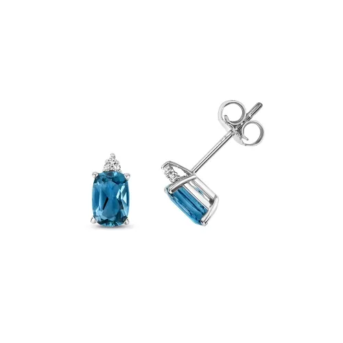 Diamond & CU London Blue Topaz Studs